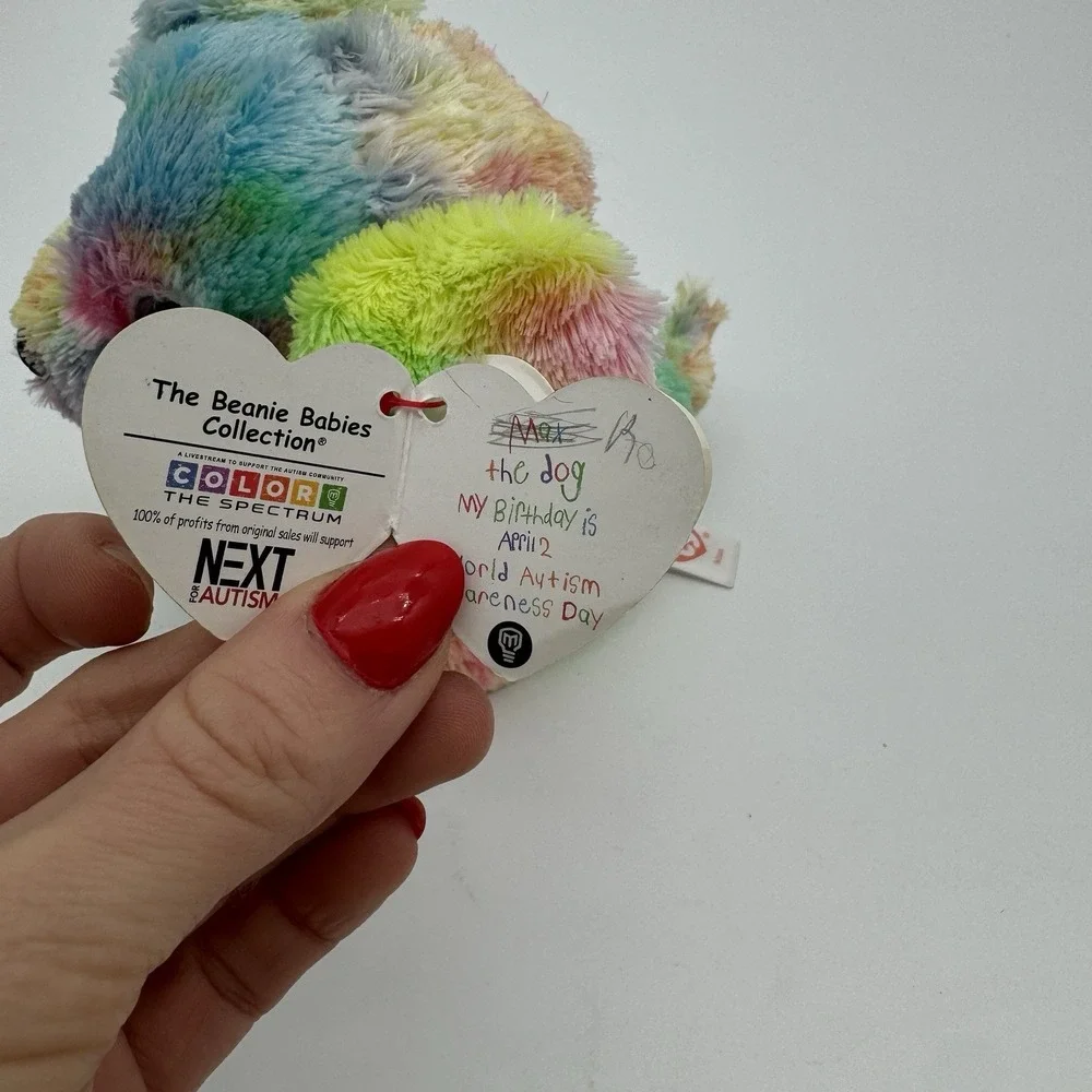 Ty Beanie Babies Max The Dog Colorful Autism Awareness Plush‎ 2012 MWMT